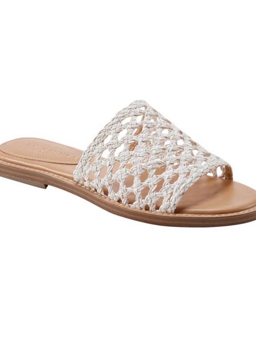 Marc Fisher Off White Glynne Woven Slide Sandals Nib 7